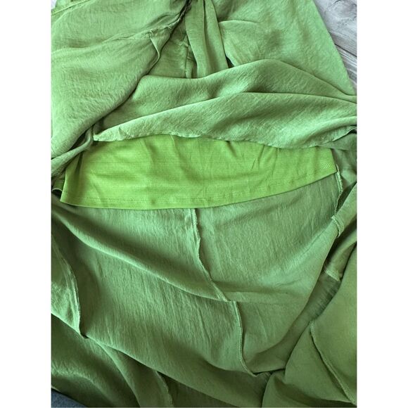 Nordstrom Rack Favlux Green Faux Wrap Shimmer Maxi Skirt Size Large - Picture 13 of 16